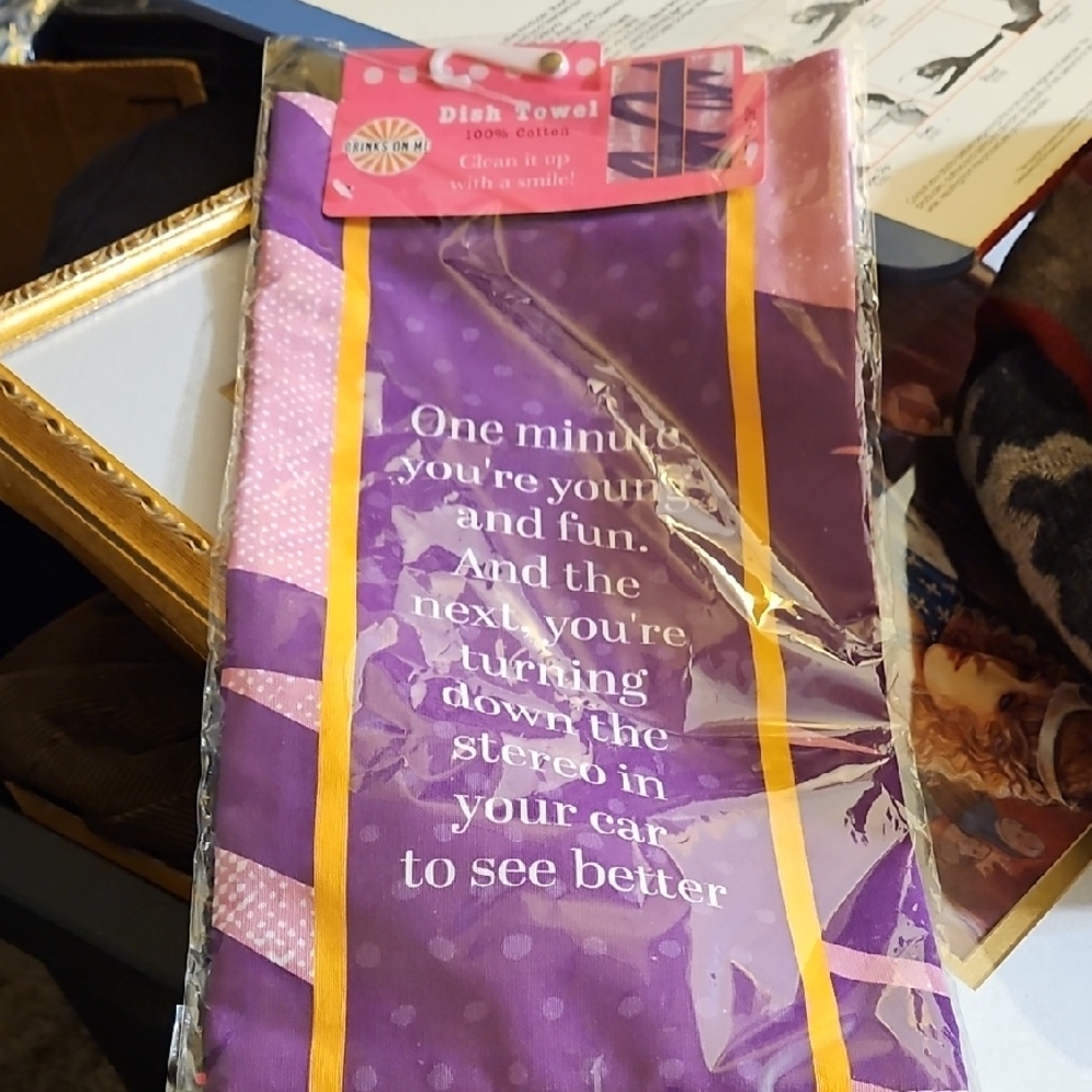 Purple Dish Towel with Fun Quote
